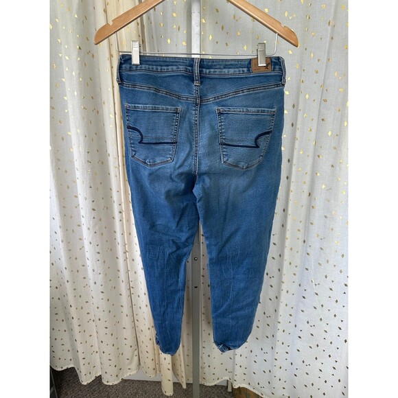 American Eagle Outfitters High Waisted AEO Jogger Elastic Ankle Denim Jeans 4 - Picture 4 of 6